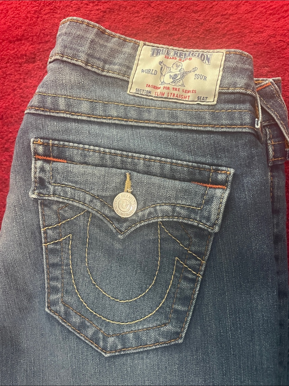 True Religion Women's Straight-Leg Mid Blue Jeans - Picture 4 of 6